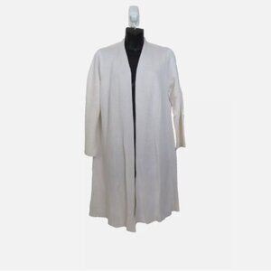 Eileen Fisher size Medium Tencel Silk Knit Cardigan Open Front White NEW $288